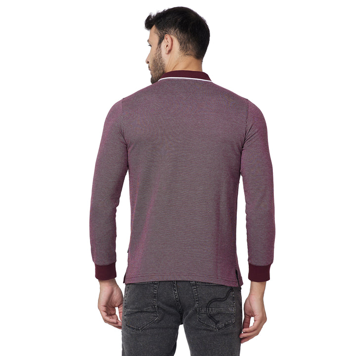 Men's Full-Sleeved Jacquard Polo Shirt- Big & Tall