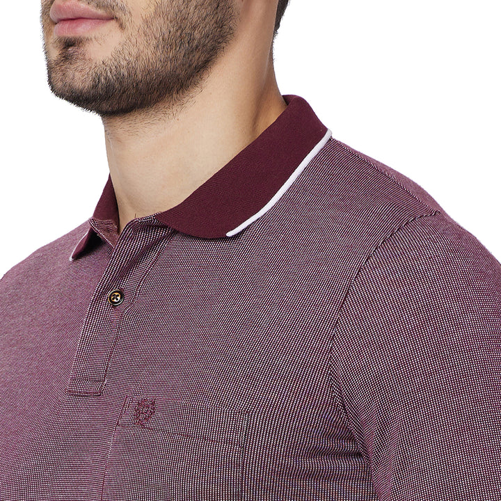 Men's Full-Sleeved Jacquard Polo Shirt- Big & Tall