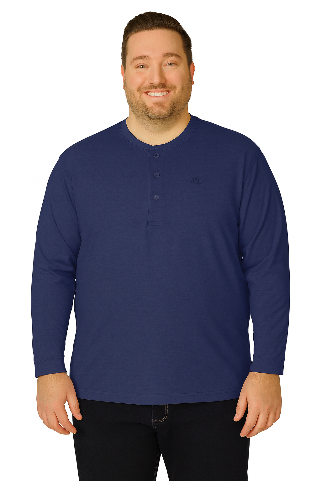 Men’s Light Blue Henley Neck T-Shirt - Big and Tall