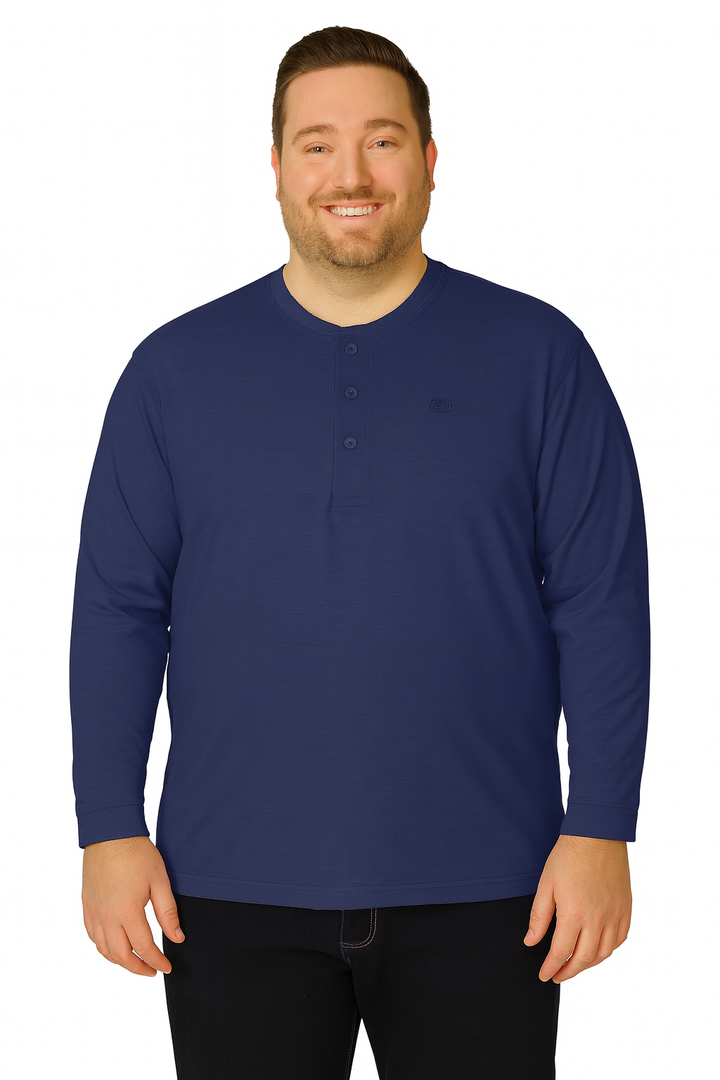 Men’s Light Blue Henley Neck T-Shirt - Big and Tall