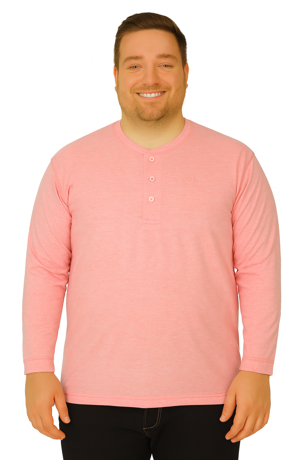 Men’s Light Blue Henley Neck T-Shirt - Big and Tall