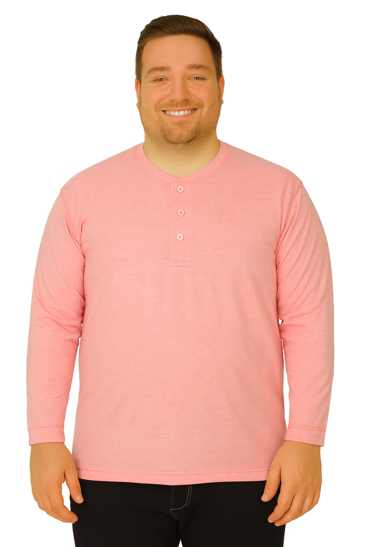Men’s Light Blue Henley Neck T-Shirt - Big and Tall