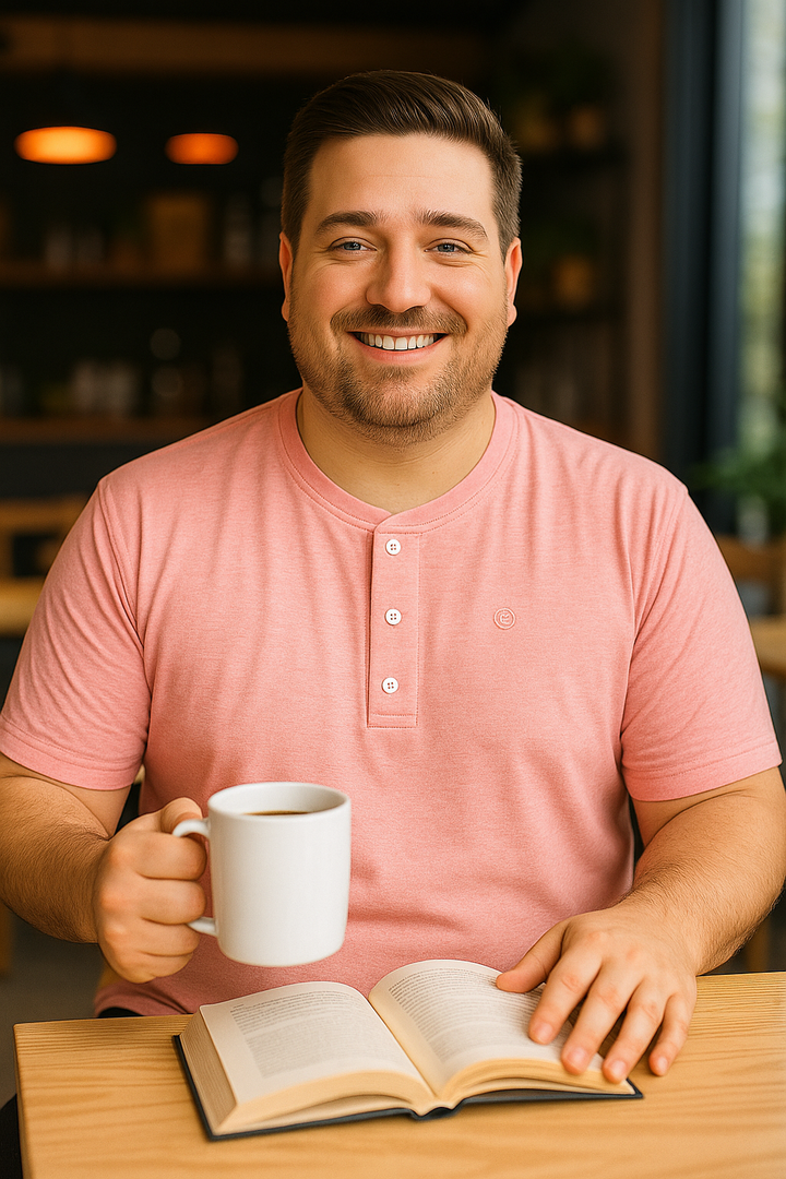Men’s Light Blue Henley Neck T-Shirt - Big and Tall