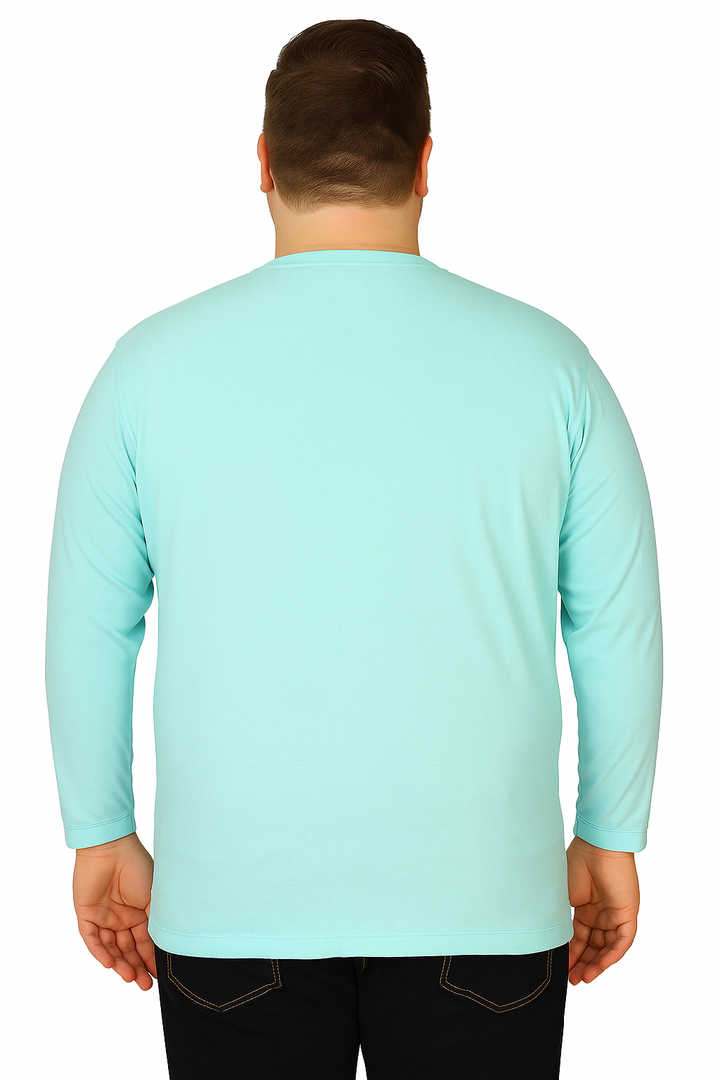 Men’s Light Blue Henley Neck T-Shirt - Big and Tall