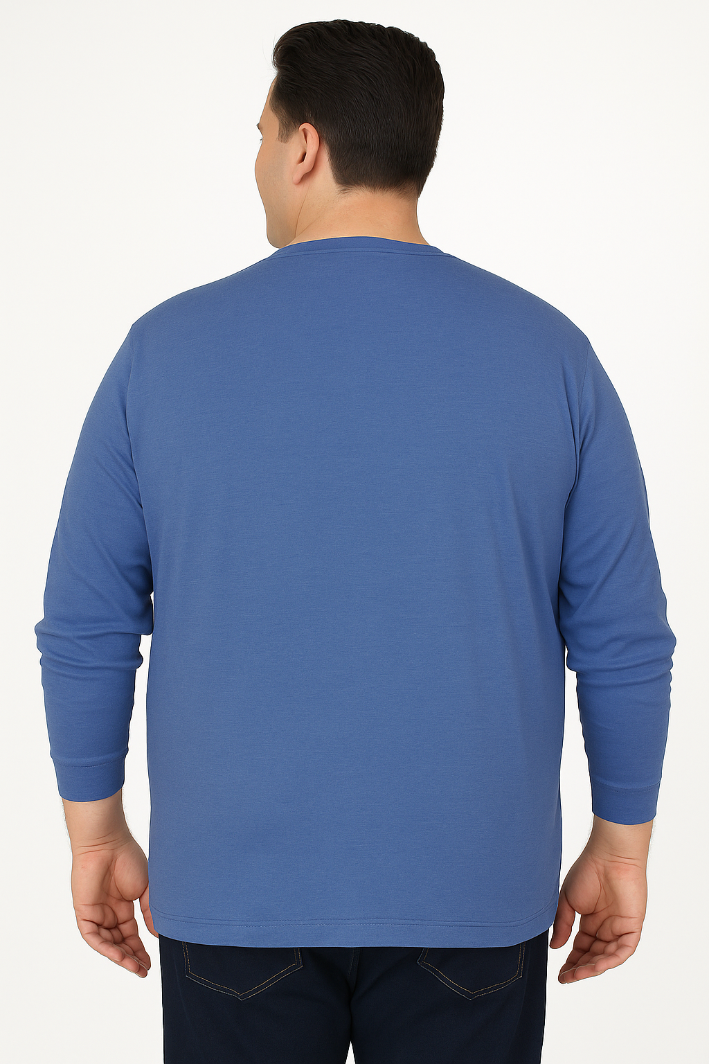 Men’s Light Blue Henley Neck T-Shirt - Big and Tall