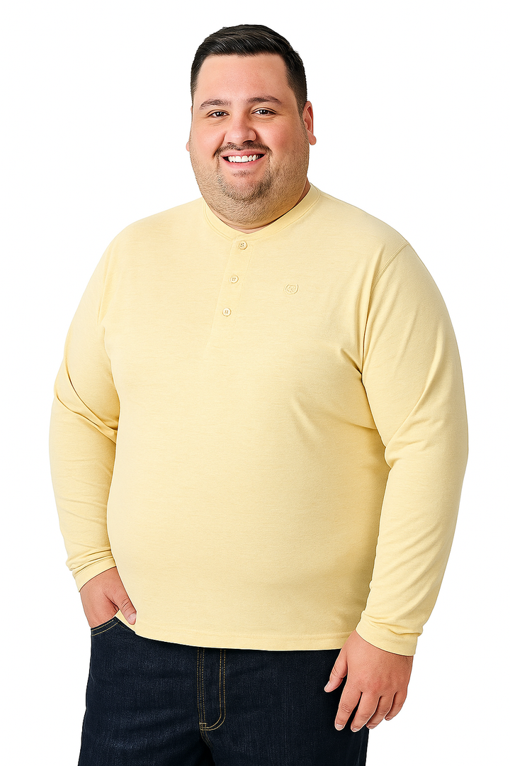 Men’s Light Blue Henley Neck T-Shirt - Big and Tall