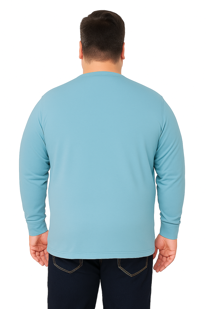 Men’s Light Blue Henley Neck T-Shirt - Big and Tall