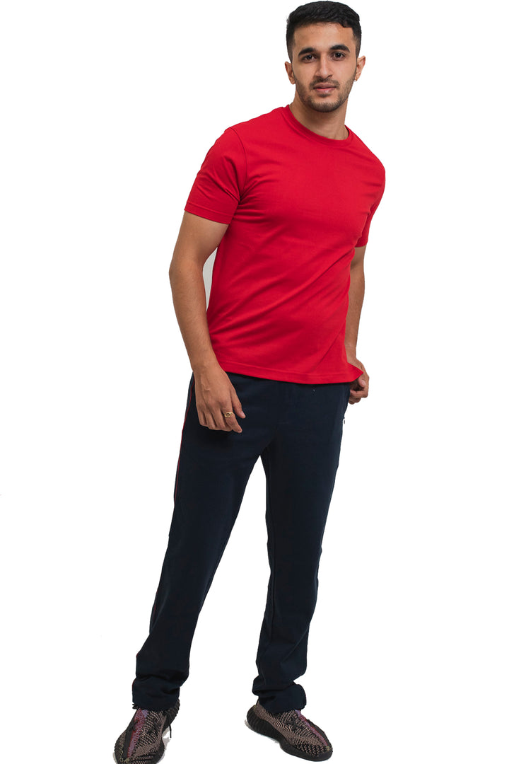 Men’s Interlock Track Pants with Piping – Athletic Comfort Wear