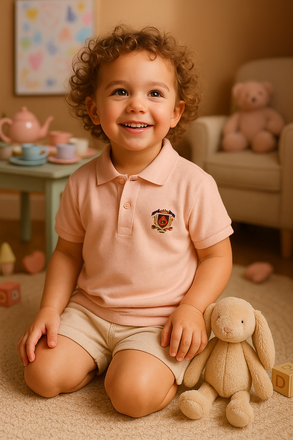 Kids' Piqué Plain Polo with Logo – Classic & Comfortable Polo Shirt for Kids