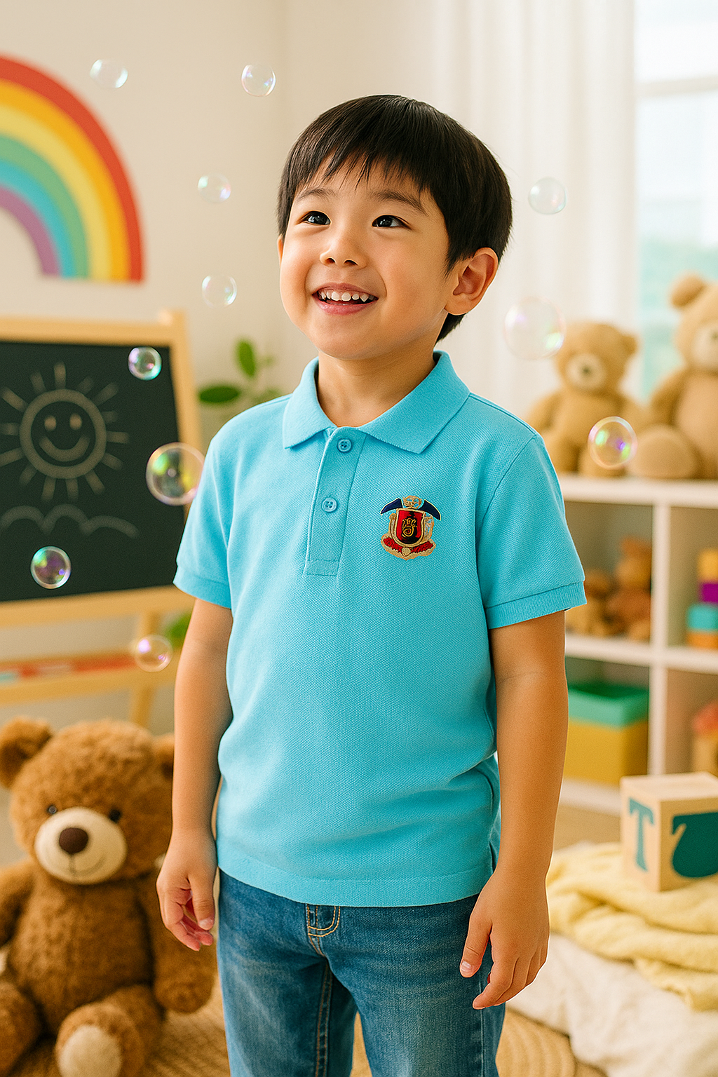 Kids' Piqué Plain Polo with Logo – Classic & Comfortable Polo Shirt for Kids