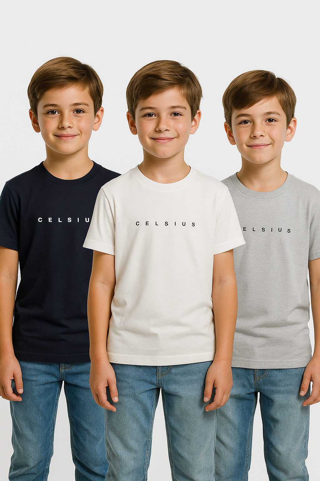 Kids’ Melange & Solid Round Neck T-Shirt – 3 Pack