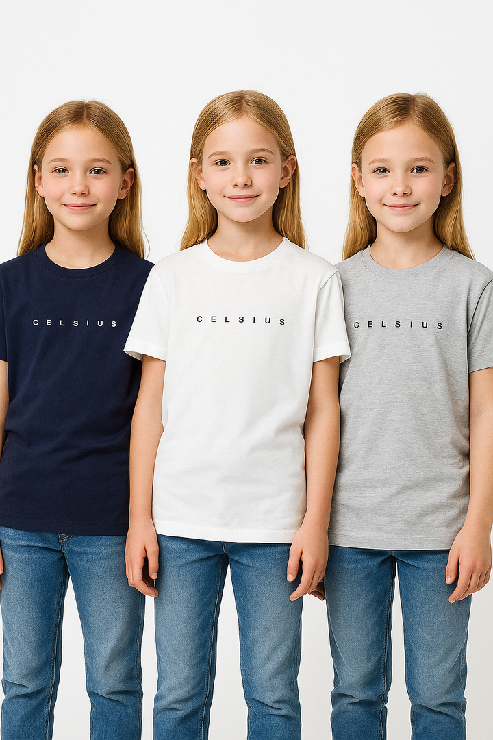 3 Pack mélange & solid Kids’ Round Neck T-Shirt  pack for girls