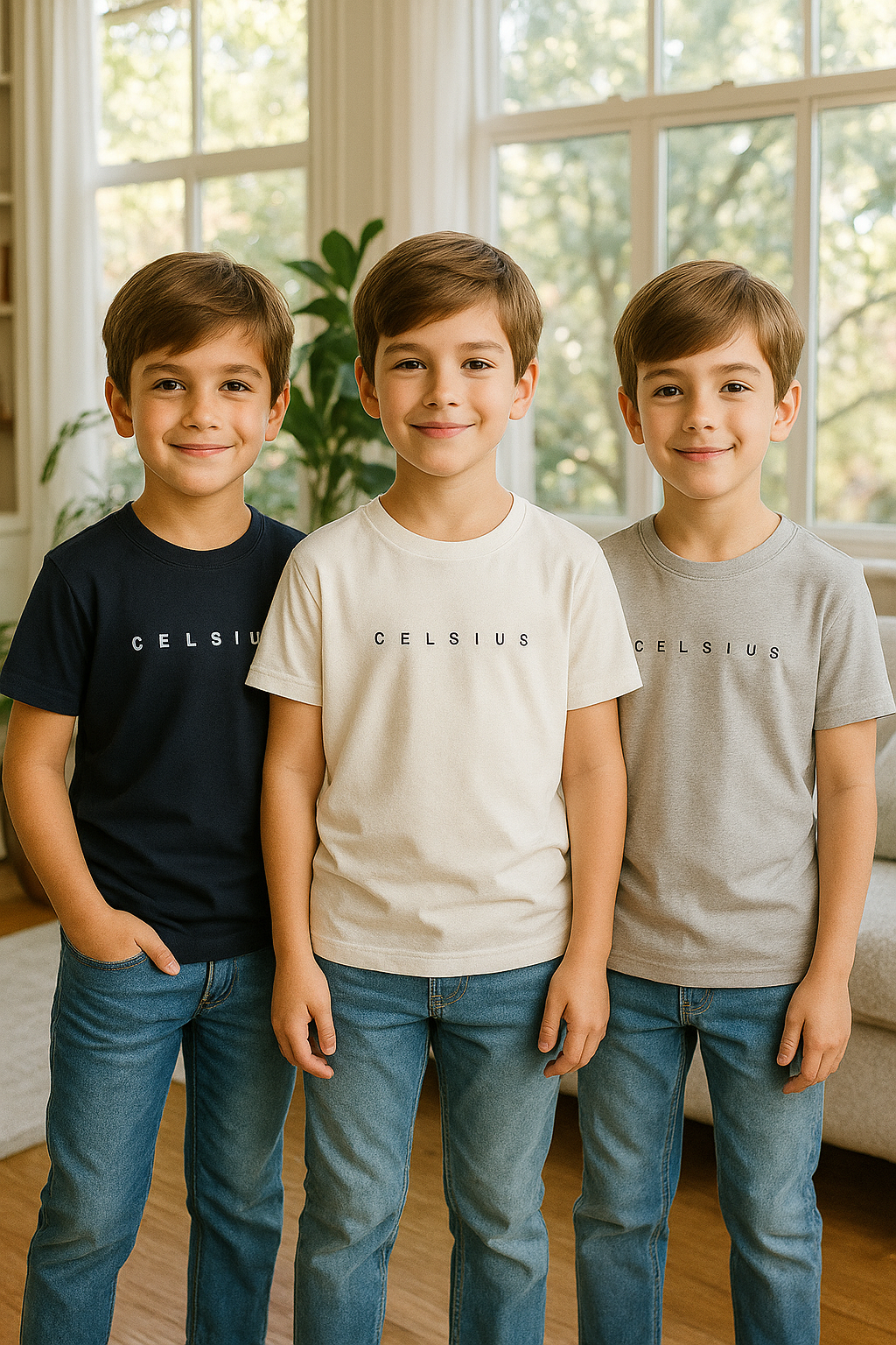 Kids’ Melange & Solid Round Neck T-Shirt – 3 Pack