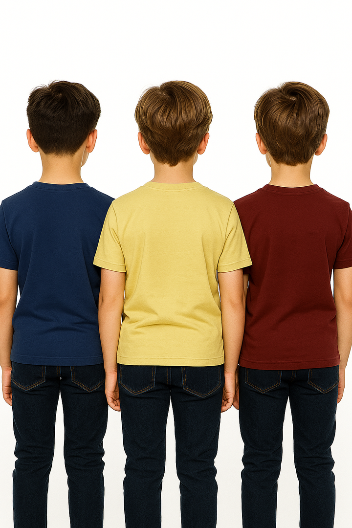 Kids’ Melange & Solid Round Neck T-Shirt – 3 Pack