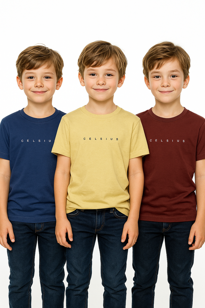 Kids’ Melange & Solid Round Neck T-Shirt – 3 Pack