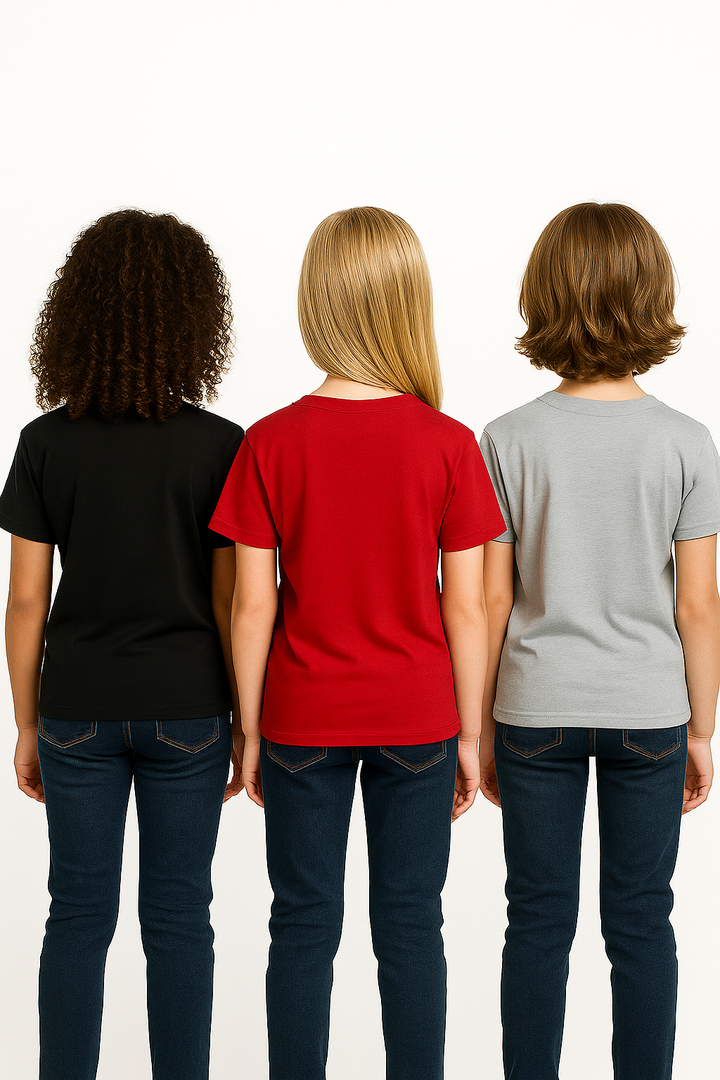 3 Pack mélange & solid Kids’ Round Neck T-Shirt  pack for girls