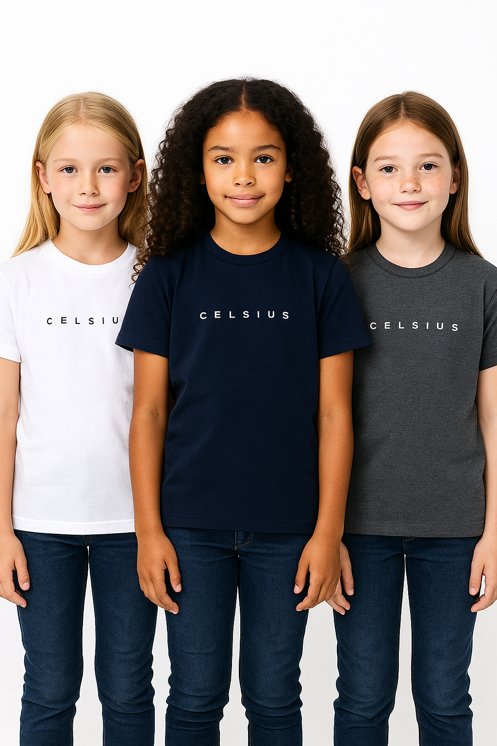 3 Pack mélange & solid Kids’ Round Neck T-Shirt  pack for girls
