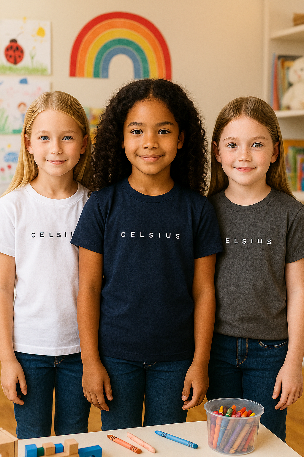 3 Pack mélange & solid Kids’ Round Neck T-Shirt  pack for girls