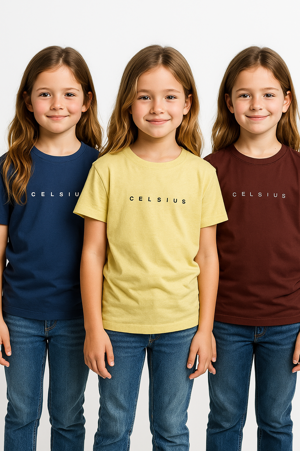 3 Pack mélange & solid Kids’ Round Neck T-Shirt  pack for girls