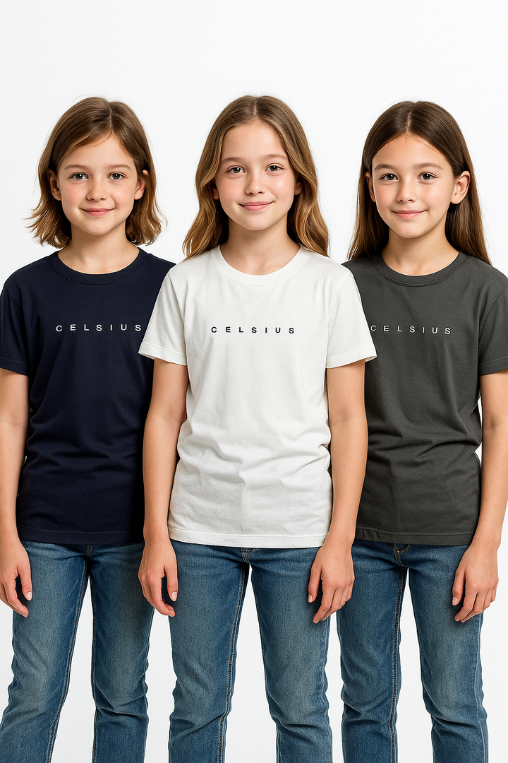 3 Pack mélange & solid Kids’ Round Neck T-Shirt  pack for girls