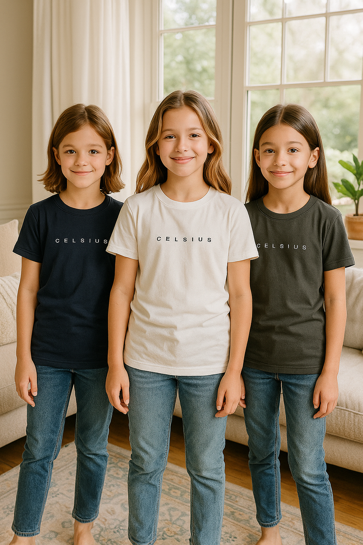 3 Pack mélange & solid Kids’ Round Neck T-Shirt  pack for girls
