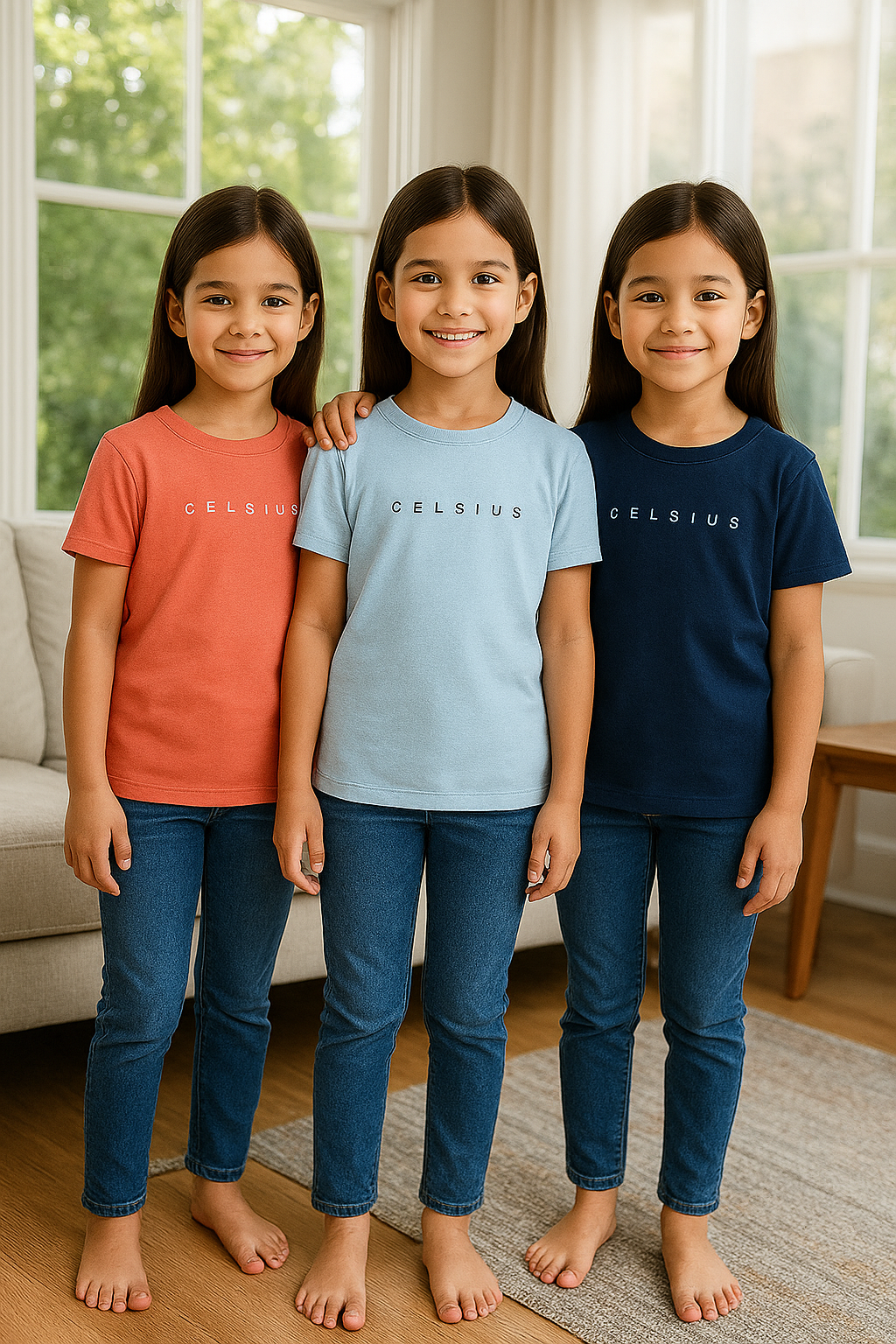 3 Pack mélange & solid Kids’ Round Neck T-Shirt  pack for girls
