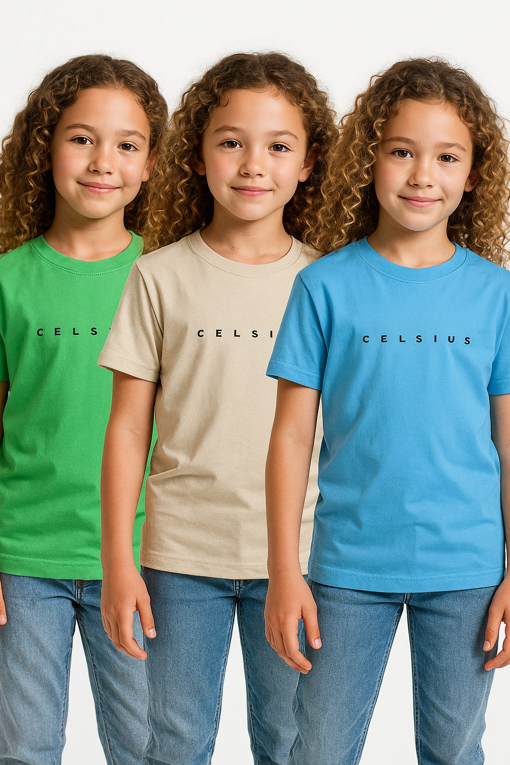 3 Pack mélange & solid Kids’ Round Neck T-Shirt  pack for girls