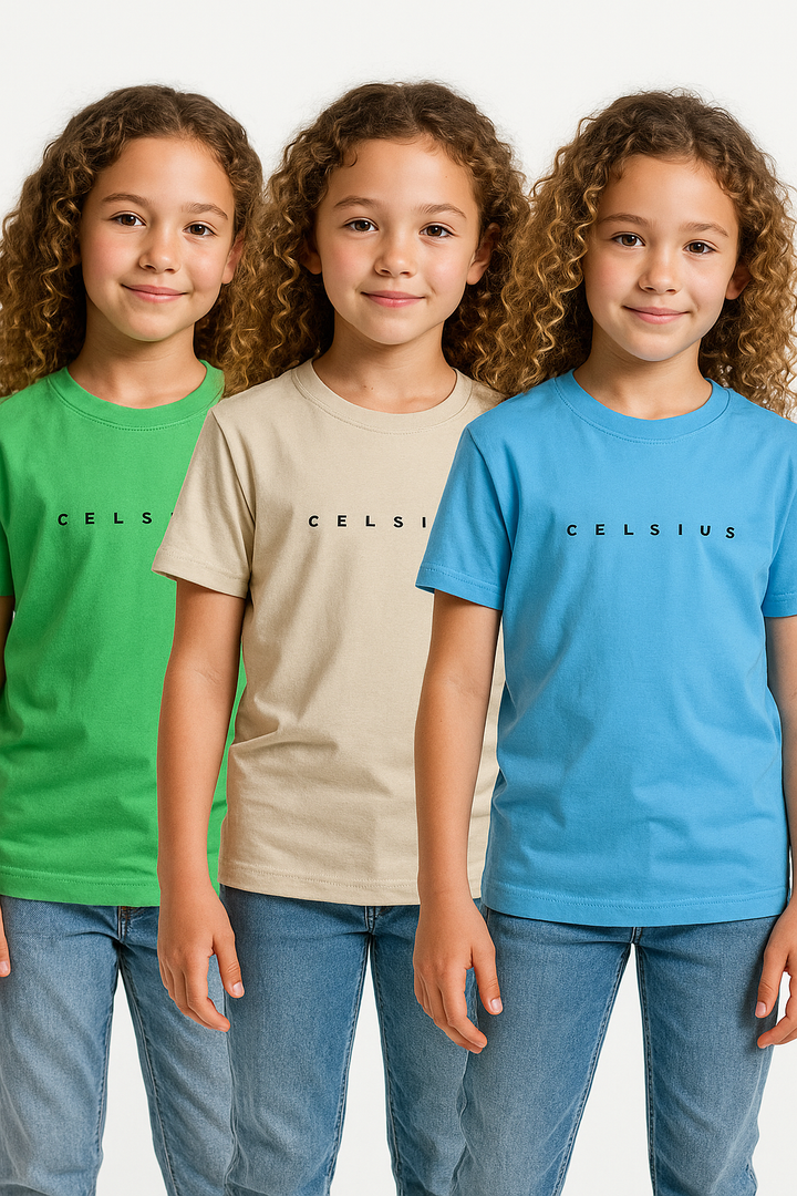 3 Pack mélange & solid Kids’ Round Neck T-Shirt  pack for girls