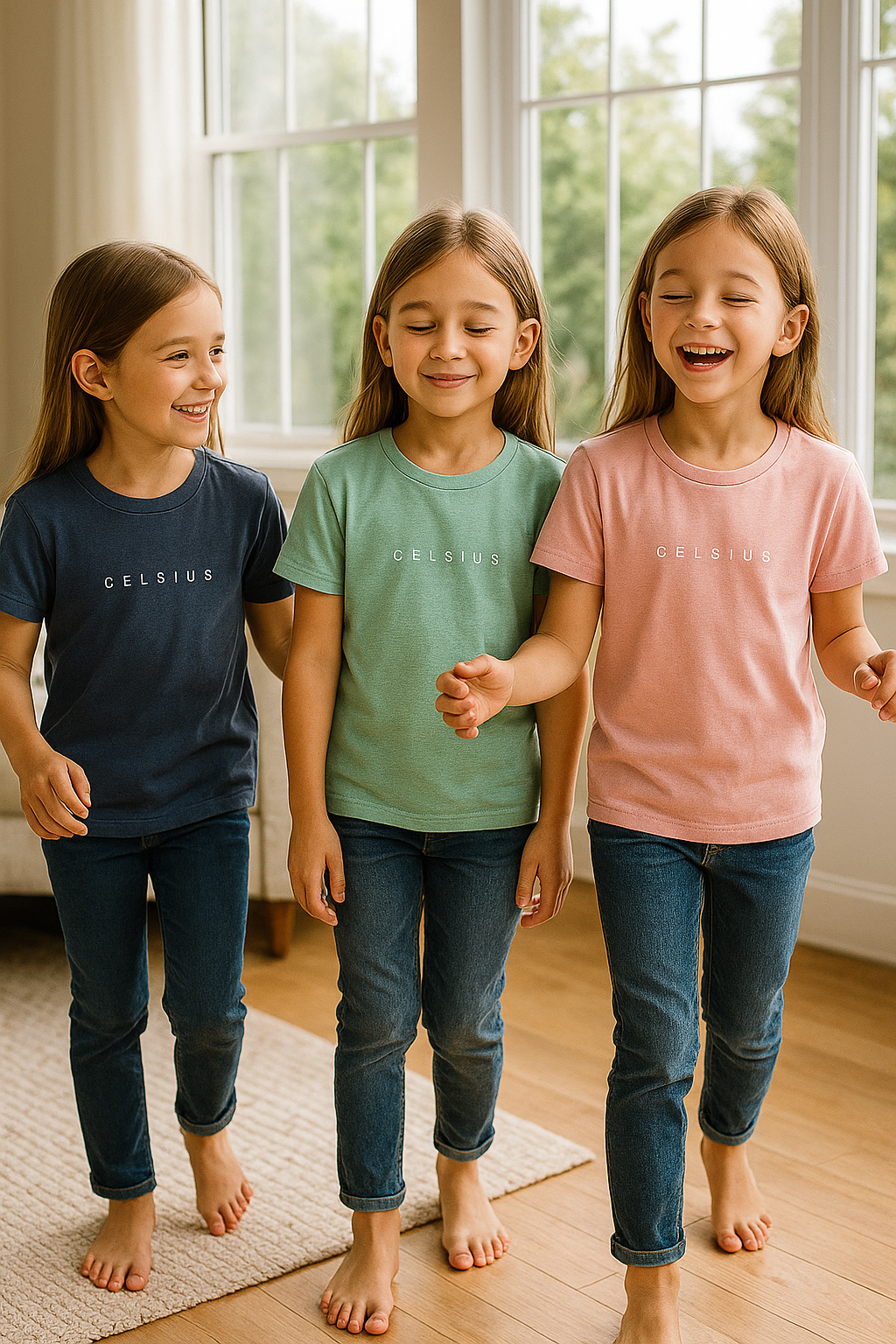 3 Pack mélange & solid Kids’ Round Neck T-Shirt  pack for girls