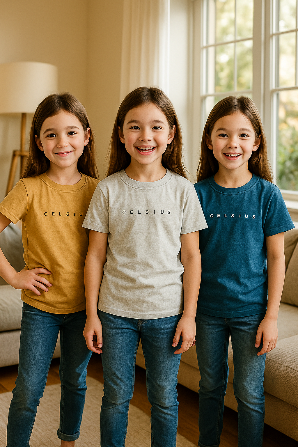 3 Pack mélange & solid Kids’ Round Neck T-Shirt  pack for girls