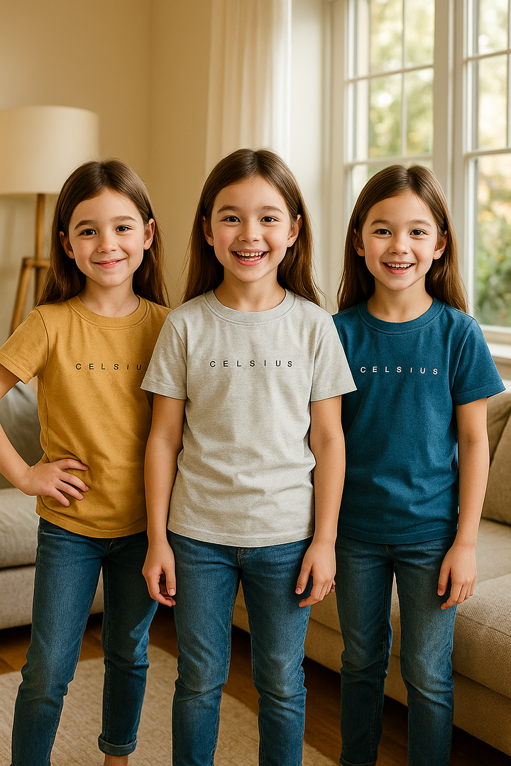 3 Pack mélange & solid Kids’ Round Neck T-Shirt  pack for girls