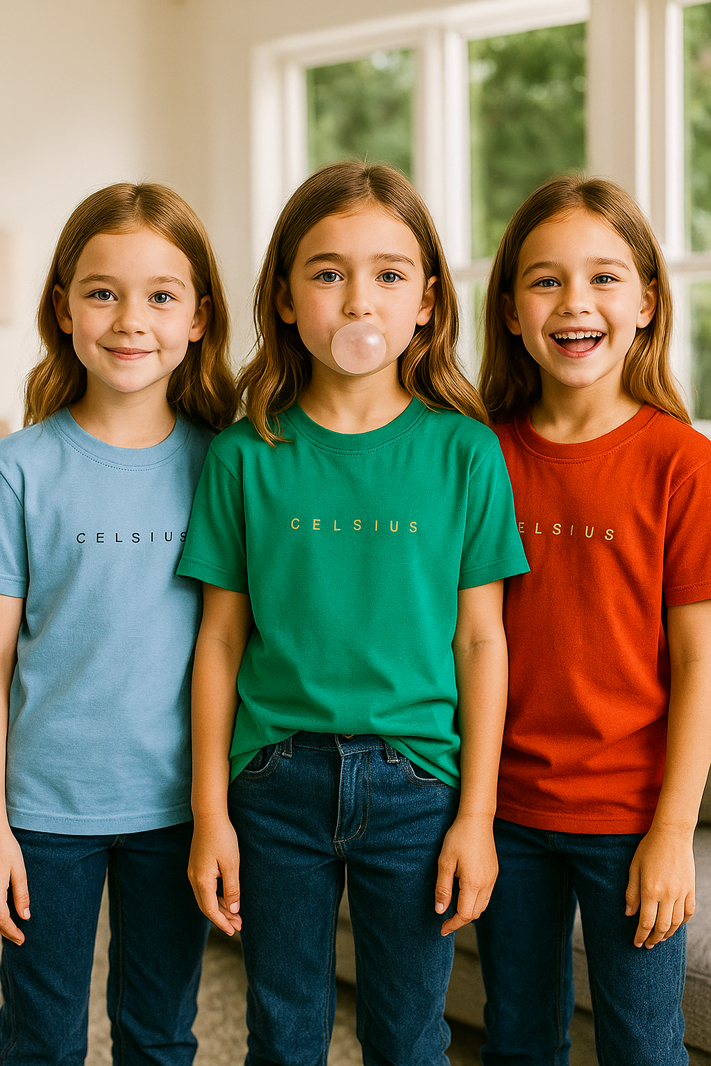 3 Pack mélange & solid Kids’ Round Neck T-Shirt  pack for girls
