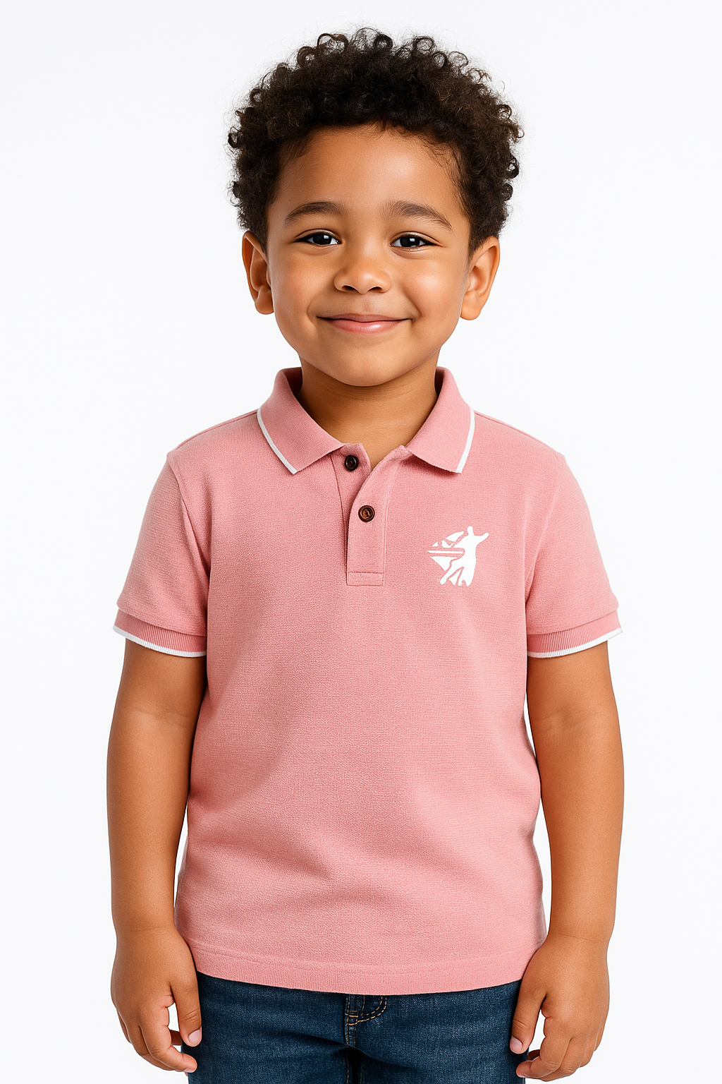 Kids Jacquard Cotton Blend Polo with tipping collar