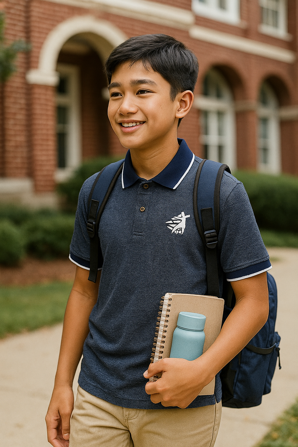 Kids Jacquard Cotton Blend Polo with tipping collar