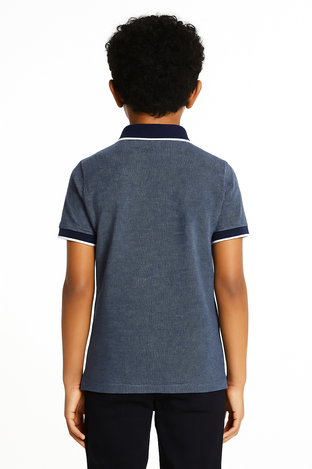 Kids Jacquard Cotton Blend Polo with tipping collar