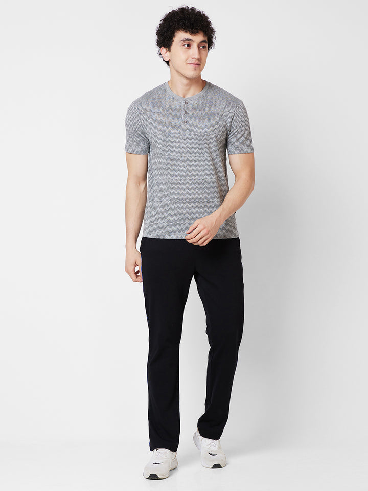 Men’s Jacquard Henley Neck T-Shirt | Textured  Casual Wear