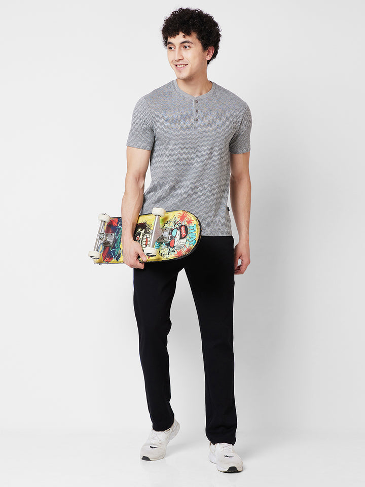 Men’s Jacquard Henley Neck T-Shirt | Textured  Casual Wear