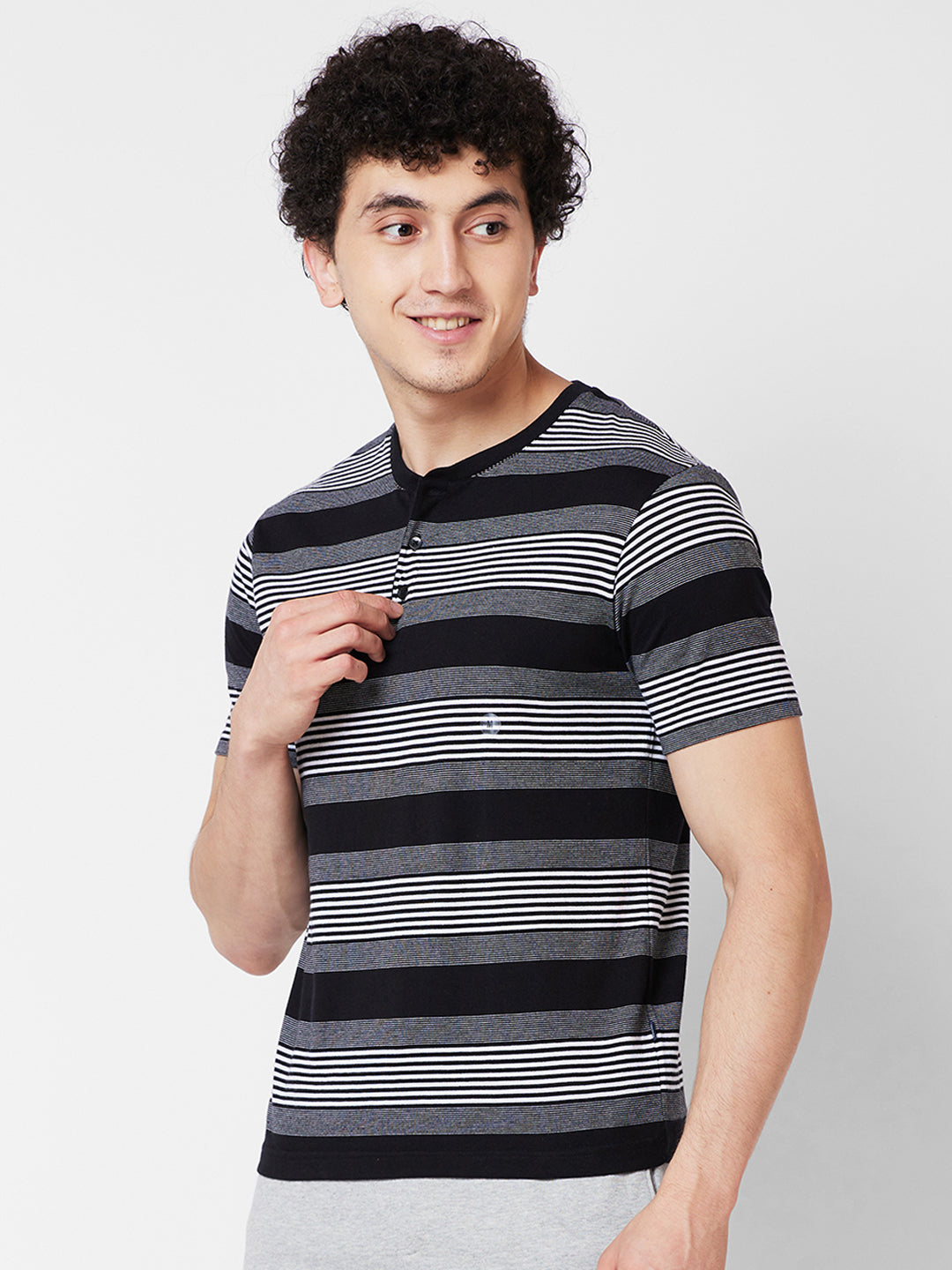 Men’s Striped Henley Neck T-Shirt