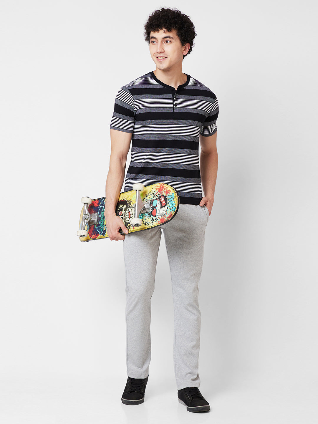 Men’s Striped Henley Neck T-Shirt