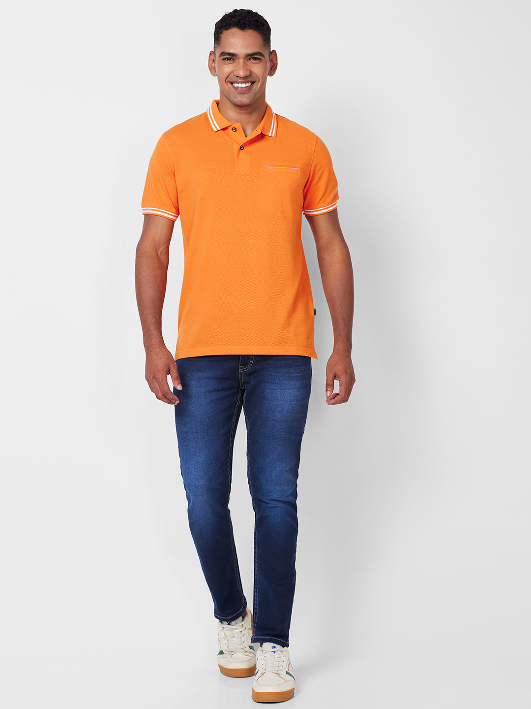 Men's Solid Polo T-Shirt with Contrast Tipping