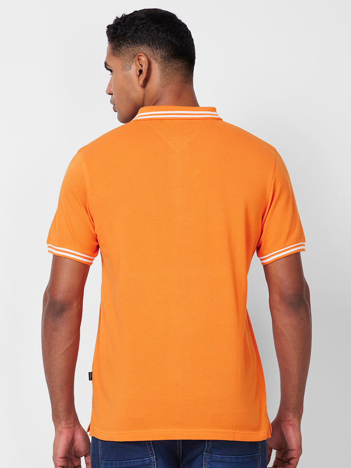 Men's Solid Polo T-Shirt with Contrast Tipping