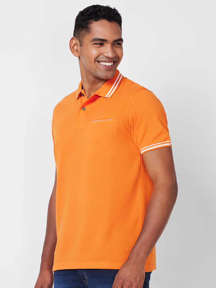Men's Solid Polo T-Shirt with Contrast Tipping