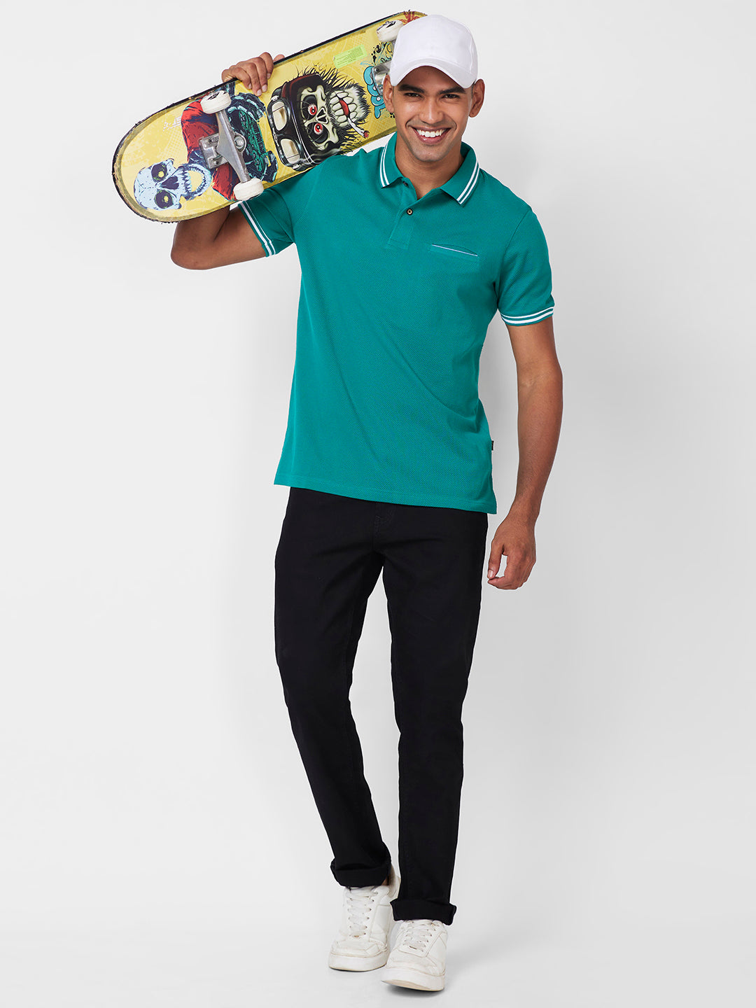 Men's Solid Polo T-Shirt with Contrast Tipping