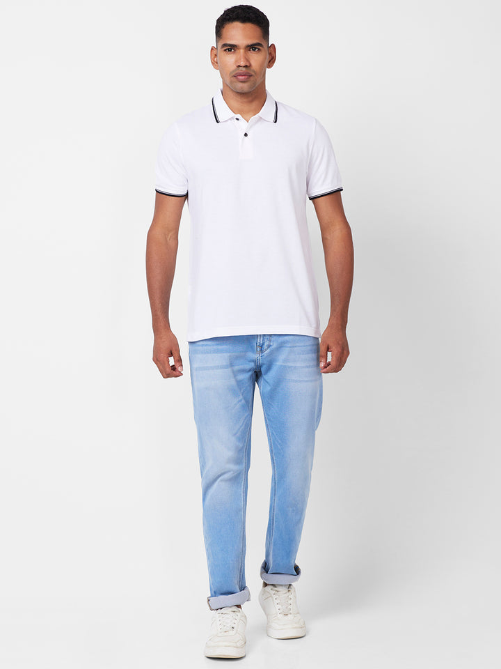 Men's Solid Polo T-Shirt with Contrast Tipping