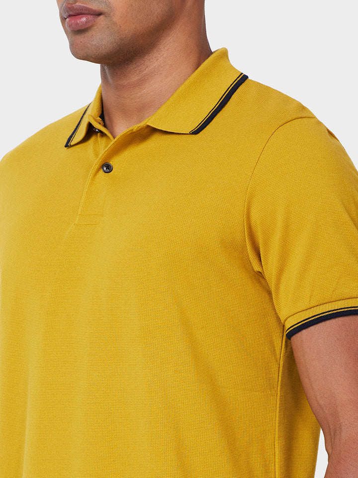 Men's Solid Polo T-Shirt with Contrast Tipping