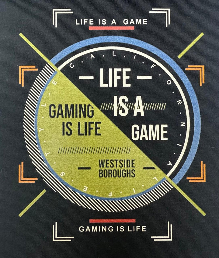 Men’s Printed Round Neck Tee  – "Life is a game"