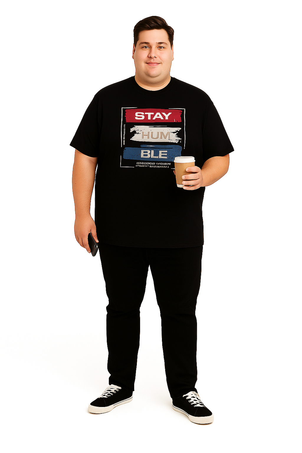 Men’s Printed Round Neck Tee - “Stay Humble” - Big & Tall