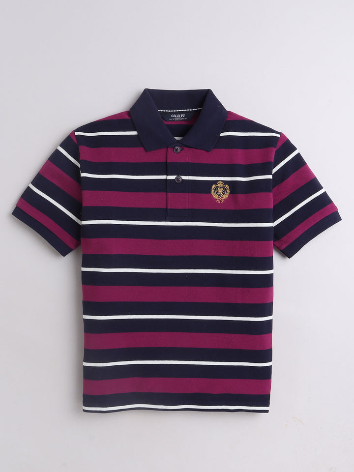 Boys Striped Polo T-Shirt – Cotton Blend Kids Wear
