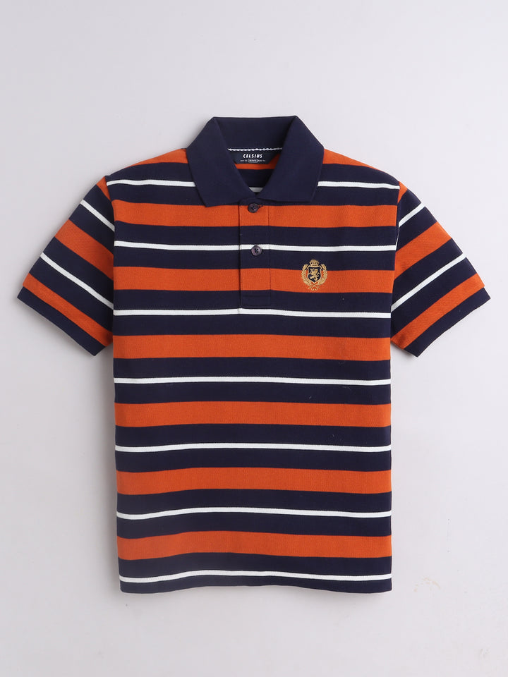 Boys Striped Polo T-Shirt – Cotton Blend Kids Wear