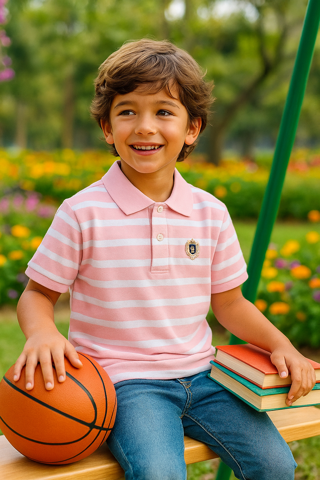 Pique Striper Kids’ Polo T-Shirt